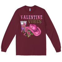 Burgundy valentines day valentine vıbes Long Sleeve Tee - AdoDesignShop