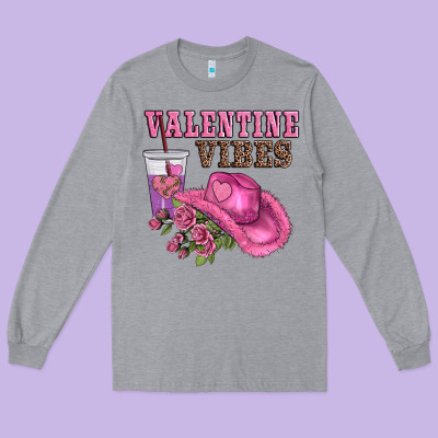 Valentines Day Valentine Vıbes Long Sleeve Tee Designed By Adodesignshop