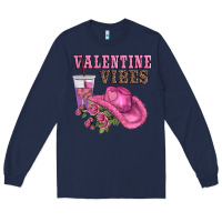 Navy valentines day valentine vıbes Long Sleeve Tee - AdoDesignShop