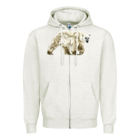 Oatmeal Heather Polar Bear Zipper Hoodie - LillyAllenDesigns