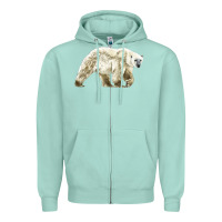 Seafoam Polar Bear Zipper Hoodie - LillyAllenDesigns