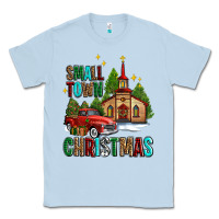 Dusty Blue small town christmas church western truck Classic Tee - AdoDesignShop