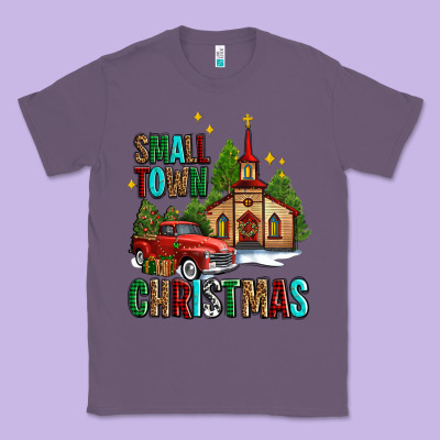 Small Town Christmas Church Western Truck Classic Tee Designed By Adodesignshop