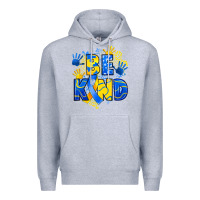 Heather Grey down syndrome be kind Premium Hoodie - Artiststas