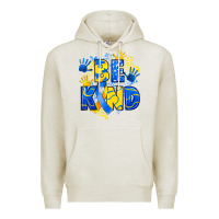 Oatmeal Heather down syndrome be kind Premium Hoodie - Artiststas