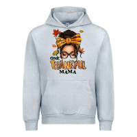 Heather Grey one thankful mama afro messy bun Urban Hoodie - texasbilliewilder