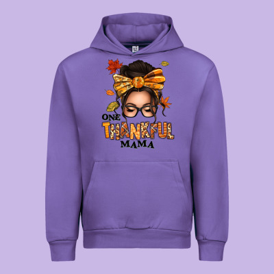 One Thankful Mama Afro Messy Bun Urban Hoodie Designed By Texasbilliewilder