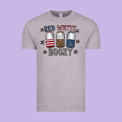 Red White Boozy Vintage Tee Designed By Cowhidedigitalart