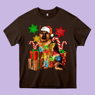 Christmas German Shepherd Heavy Core Tee Designed By Artiststas