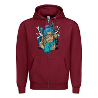 Burgundy Winter long haired Cow Zipper Hoodie - NancyCooperArtShop