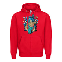 Red Winter long haired Cow Zipper Hoodie - NancyCooperArtShop