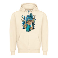 Sandshell Winter long haired Cow Zipper Hoodie - NancyCooperArtShop