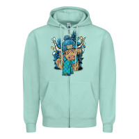 Seafoam Winter long haired Cow Zipper Hoodie - NancyCooperArtShop