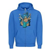 True Royal Winter long haired Cow Zipper Hoodie - NancyCooperArtShop