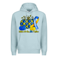 Blue Mist october we wear blue and yellow with pumpkins Premium Hoodie - Artiststas