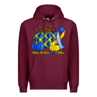 Burgundy october we wear blue and yellow with pumpkins Premium Hoodie - Artiststas