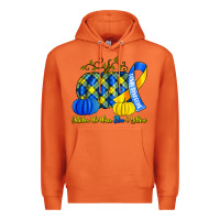 Carrot october we wear blue and yellow with pumpkins Premium Hoodie - Artiststas