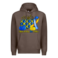 Coffee october we wear blue and yellow with pumpkins Premium Hoodie - Artiststas