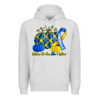 Dove Grey october we wear blue and yellow with pumpkins Premium Hoodie - Artiststas