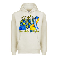 Oatmeal Heather october we wear blue and yellow with pumpkins Premium Hoodie - Artiststas
