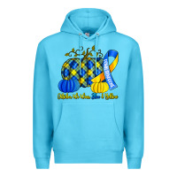 Ocean Blue october we wear blue and yellow with pumpkins Premium Hoodie - Artiststas