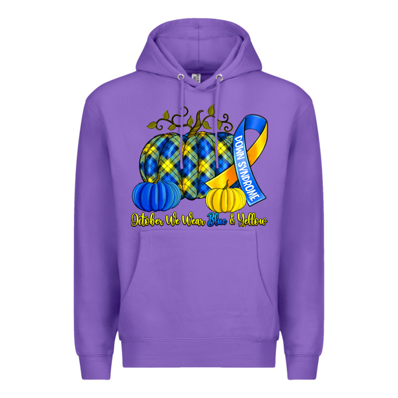 October We Wear Blue And Yellow With Pumpkins Premium Hoodie by Artiststas | Teevron
