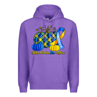 Purple october we wear blue and yellow with pumpkins Premium Hoodie - Artiststas