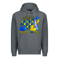 Rock october we wear blue and yellow with pumpkins Premium Hoodie - Artiststas