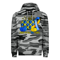 Slate Camo october we wear blue and yellow with pumpkins Premium Hoodie - Artiststas