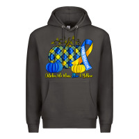 Smoke october we wear blue and yellow with pumpkins Premium Hoodie - Artiststas