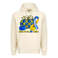 Tofu october we wear blue and yellow with pumpkins Premium Hoodie - Artiststas