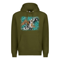 Army Green cowhide turquoise leather background Premium Hoodie - AdoDesignShop