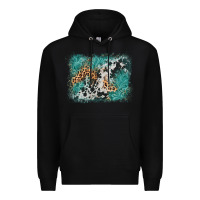 Black cowhide turquoise leather background Premium Hoodie - AdoDesignShop