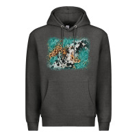 Charcoal Heather cowhide turquoise leather background Premium Hoodie - AdoDesignShop