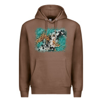 Chestnut cowhide turquoise leather background Premium Hoodie - AdoDesignShop