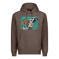 Coffee cowhide turquoise leather background Premium Hoodie - AdoDesignShop