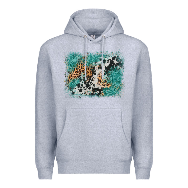 Cowhide Turquoise Leather Background Premium Hoodie by AdoDesignShop | Teevron