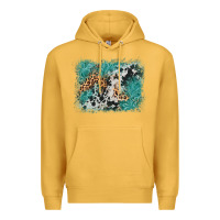 Mustard cowhide turquoise leather background Premium Hoodie - AdoDesignShop