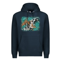Navy cowhide turquoise leather background Premium Hoodie - AdoDesignShop