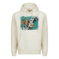 Oatmeal Heather cowhide turquoise leather background Premium Hoodie - AdoDesignShop