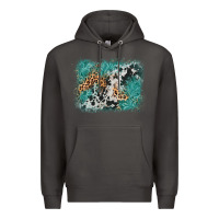 Smoke cowhide turquoise leather background Premium Hoodie - AdoDesignShop