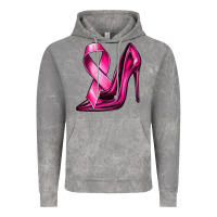 Cloud Rock Breast Cancer Ribbon and Heels Vintage Hoodie - texasbilliewilder