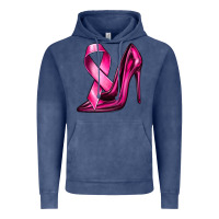 Vintage Denim Breast Cancer Ribbon and Heels Vintage Hoodie - texasbilliewilder