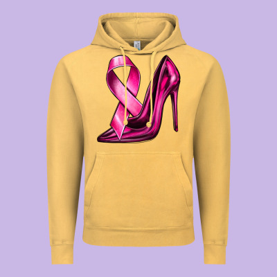 Breast Cancer Ribbon And Heels Vintage Hoodie Designed By Texasbilliewilder