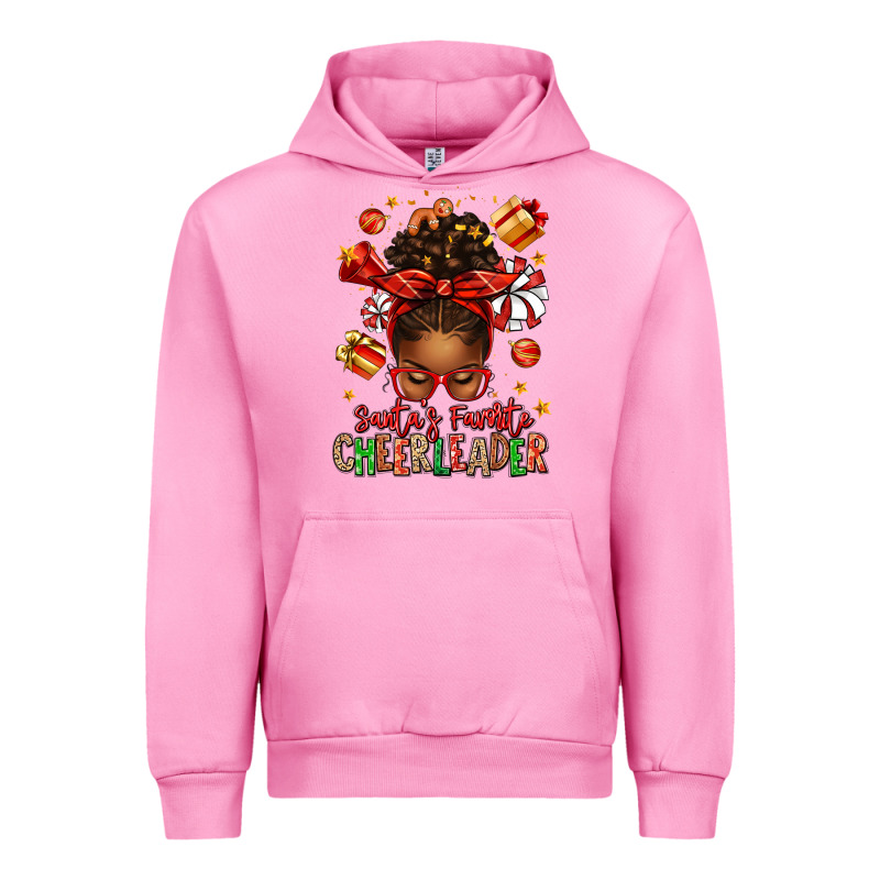 Santa's Favorite Cheerleader Afro Messy Bun Urban Hoodie by texasbilliewilder | Teevron
