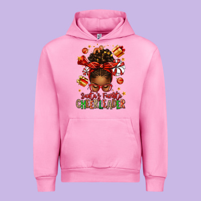Santa's Favorite Cheerleader Afro Messy Bun Urban Hoodie Designed By Texasbilliewilder
