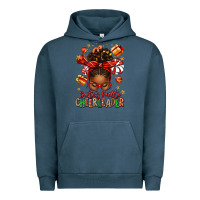 Pigment Midnight Navy santa's favorite cheerleader afro messy bun Urban Hoodie - texasbilliewilder