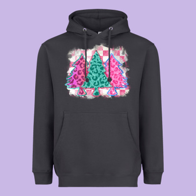 Christmas Leopard Trees Heavyweight Hoodie Designed By Maliassmallbusiness