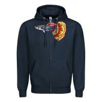 Navy Guppy Fish Zipper Hoodie - LillyAllenDesigns