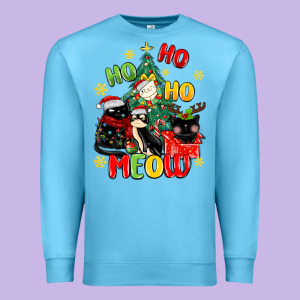 Ho Ho Ho Meow Premium Sweatshirt Designed By Maliassmallbusiness